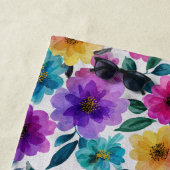 Lebhafte Blume Blüten Wasserfarben Blumenname Strandtuch (Beispiel)