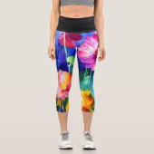 Lebhafte Blume Capri Leggings (Vorderseite)