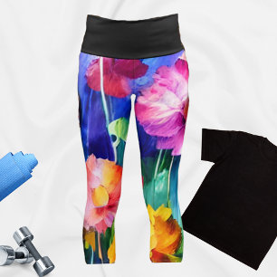 Lebhafte Blume Capri Leggings