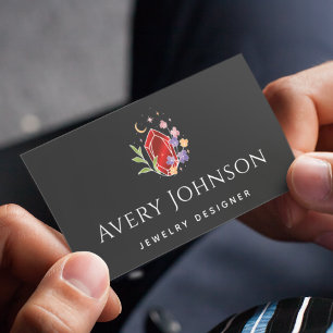 Lebhafte Blume des Red Crystal Jewelry Designers M Visitenkarte