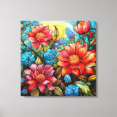 Lebhafte Blume gesteppte Canvas Print Leinwanddruck (Vorderseite)