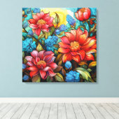 Lebhafte Blume gesteppte Canvas Print Leinwanddruck (Insitu (Holzboden))