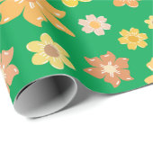 Lebhafte Blume Grünes nahtloses Herbstgeschenk Geschenkpapier (Rolleneckpunkt)