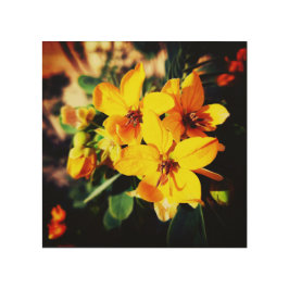 Lebhafte Blume Holzdruck