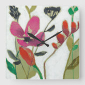 Lebhafte Blume I Quadratische Wanduhr (Vorderseite)