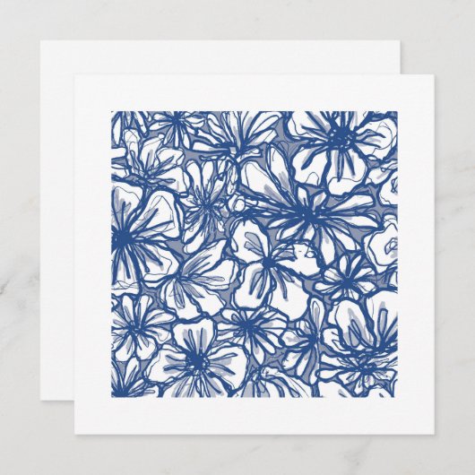 Lebhafte Blume in Blauer und Weißer Mini Kunst (Vorne/Hinten)