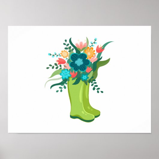 Lebhafte Blume in Grünen Stiefeln Poster (Vorne)