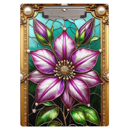 Lebhafte Blume Ornately Gerahmt Klemmbrett (Vorderseite)