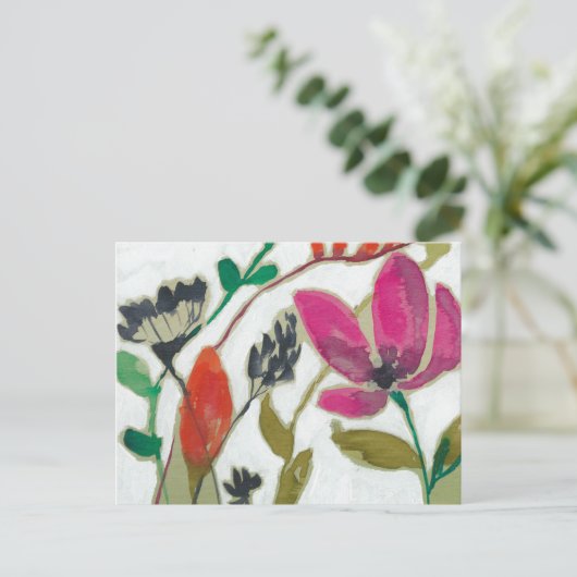 Lebhafte Blume Postkarte (Stehend Vorderseite)