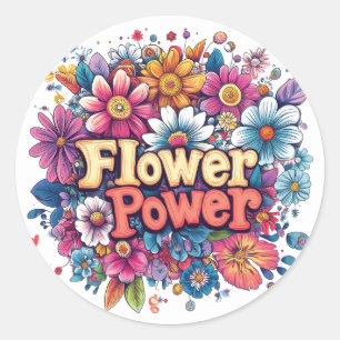 Lebhafte Blume Power Design mit farbenprächtigen B Runder Aufkleber