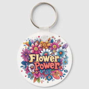 Lebhafte Blume Power Design mit farbenprächtigen B Schlüsselanhänger