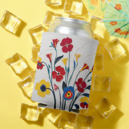 Lebhafte Blume Rot und Gelb Dosenkühler