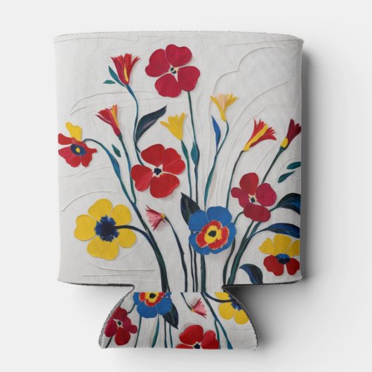 Lebhafte Blume Rot und Gelb Dosenkühler (Rückseite)