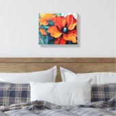 Lebhafte Blume Rot und Orange Art Leinwanddruck (Insitu (Schlafzimmer))