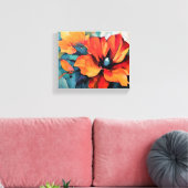 Lebhafte Blume Rot und Orange Art Leinwanddruck (Insitu (Wohnzimmer))