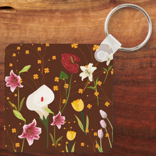 Lebhafte Blume Schlüsselanhänger (Rückseite)