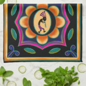 Lebhafte Blume Southwestern Kokopelli Geschirrtuch (Gefaltet)