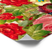 Lebhafte Blume und Schmetterlinge im Vintagen Gart Poster (Ecke)