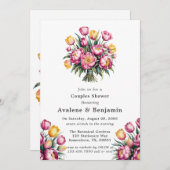 Lebhafte Blumen Harmony Couples Dusche Einladung (Vorne/Hinten)