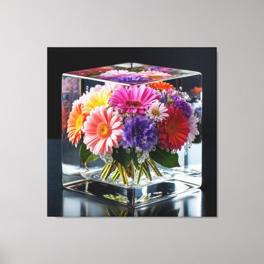 Lebhafte Blumenarrangements Leinwanddruck (Vorderseite)
