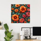 Lebhafte Blumenarrangements Poster (Heimbüro)