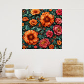 Lebhafte Blumenarrangements Poster (Küche)