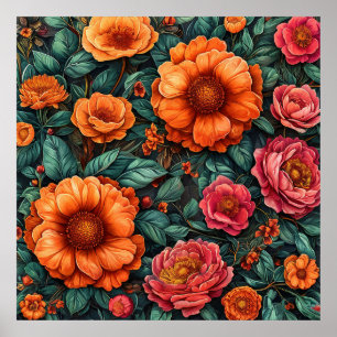 Lebhafte Blumenarrangements Poster