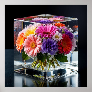 Lebhafte Blumenarrangements Poster