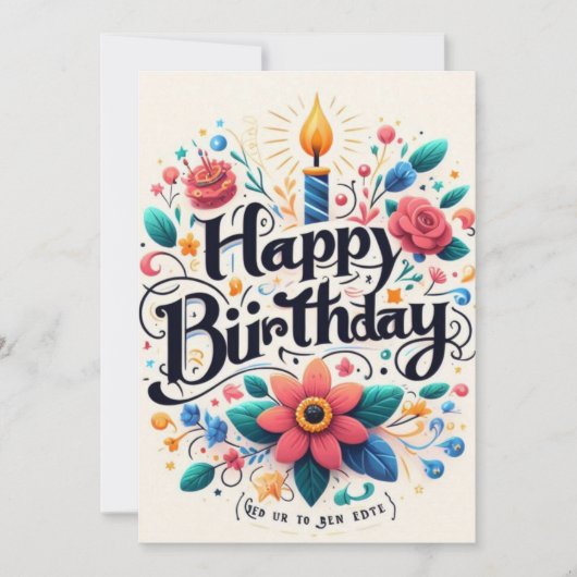 Lebhafte Blumenbeete zum Geburtstag - Lit Candle Einladung (Vorderseite)