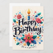 Lebhafte Blumenbeete zum Geburtstag - Lit Candle Einladung (Vorne/Hinten)