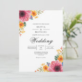Lebhafte Blumenecke Bloom Wedding Einladung (Stehend Vorderseite)