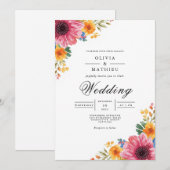 Lebhafte Blumenecke Bloom Wedding Einladung (Vorne/Hinten)
