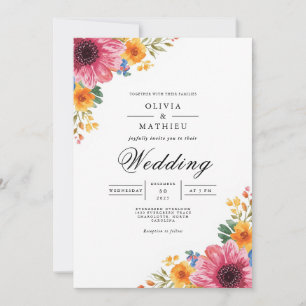 Lebhafte Blumenecke Bloom Wedding Einladung