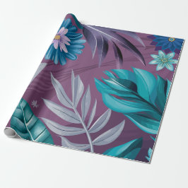 Lebhafte Blumenfantasie auf Lila Leinwand Geschenkpapier