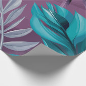 Lebhafte Blumenfantasie auf Lila Leinwand Geschenkpapier (Ecke)