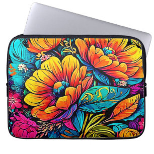 Lebhafte Blumenfantasie in kühlen Farben Laptopschutzhülle