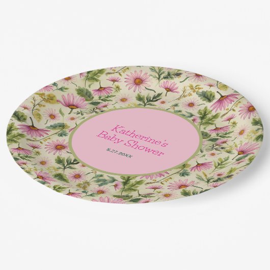 Lebhafte Blumenfrühlingsdusche Pappteller (Schrägansicht)