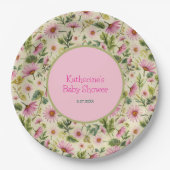 Lebhafte Blumenfrühlingsdusche Pappteller (Vorderseite)