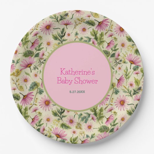 Lebhafte Blumenfrühlingsdusche Pappteller (Vorderseite)