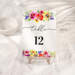 Lebhafte Blumenhochzeit Tischnummer<br><div class="desc">Erleben Sie das Wesen der Eleganz mit unserer Tischnummer der Blumenzwiebeln. Diese exquisite Einladung besticht durch lebhafte Farbtöne und faszinierende Blumenmotive, die ein optisch atemberaubendes Meisterwerk schaffen. Die Aquarelltechnik verleiht der Touch der Kunst und der Eleganz, die den Ton für ein elegantes und stilvolles Brautparty bilden. Jedes Blatt und jede...</div>