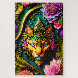 Lebhafte Blumenkatze Puzzle