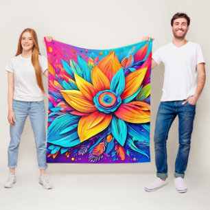 Lebhafte Blumenkunst Fleecedecke