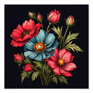 Lebhafte Blumenkunst Fotodruck
