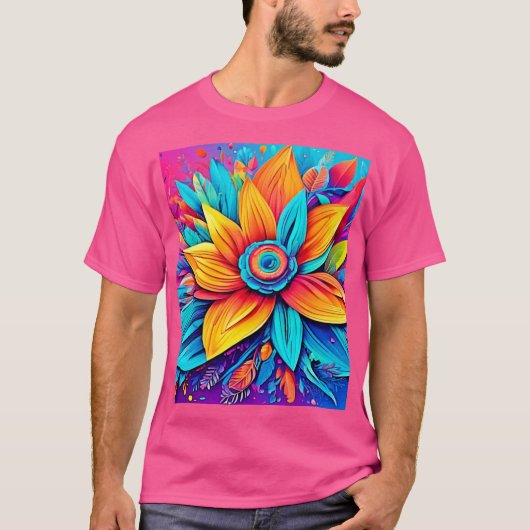 Lebhafte Blumenkunst T-Shirt (Vorderseite)