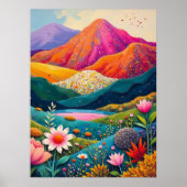 Lebhafte Blumenlandschaft - pulsierende Natur Poster (Vorne)