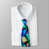 Lebhafte Blumenmuster in Neon Hues Krawatte (Gebunden)