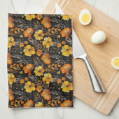 Lebhafte Blumenmuster Orange und Gelbe Blumen Geschirrtuch (Viertel Falte)