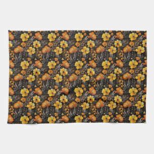 Lebhafte Blumenmuster Orange und Gelbe Blumen Geschirrtuch