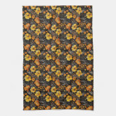 Lebhafte Blumenmuster Orange und Gelbe Blumen Geschirrtuch (Vertikal)