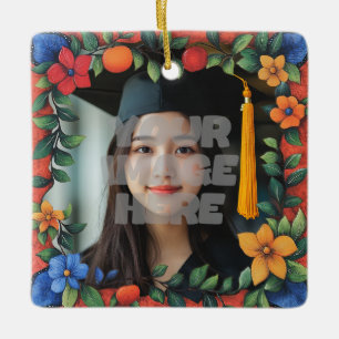 Lebhafte Blumenrahmen für Ihre Fotos! Keramikornament